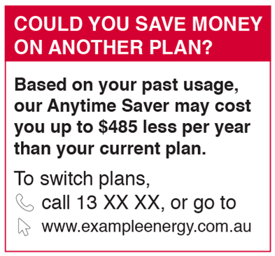 Figure 2 Example of retailer best offer information – look for the box on your bill that says ‘could you save money on another plan?’