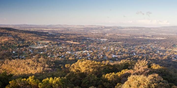 A photo of a sunset over Maldon in Victoria, Australia.