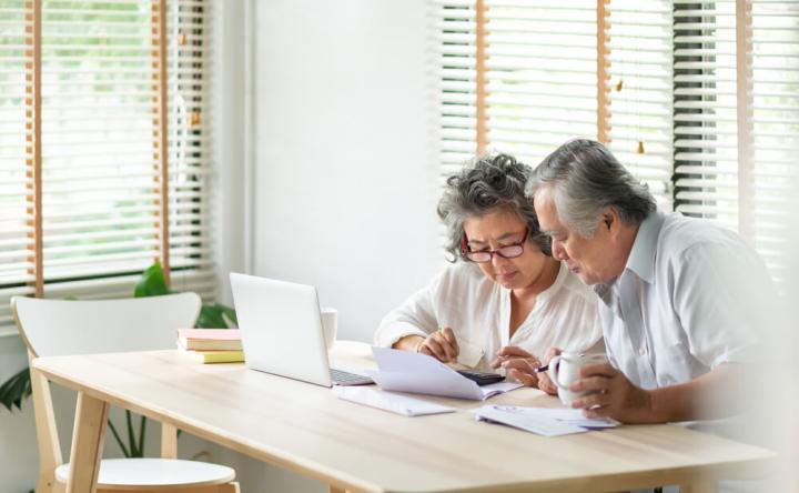 Couple looking at bills together