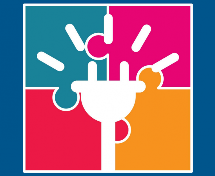 Cover image from the Victorian Energy Market Report - a four-coloured jigsaw making an icon image of a power cord.