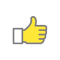 A graphic showing a hand giving the thumbs up, and coloured in yellow.