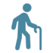 Speech bubbles Person with walking stick