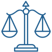 Icon of the scales of justice, evenly balanced