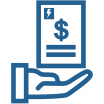 Icon of a hand under an electricity bill