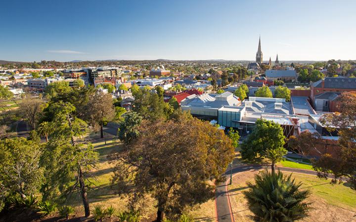 Elevated view looking over Bendigo