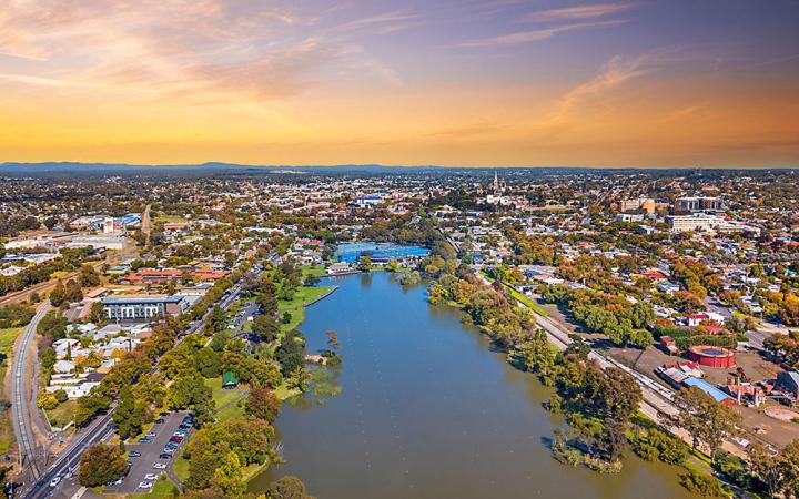 Aerial view of Lake Weeroona in Bendigo, Victoria