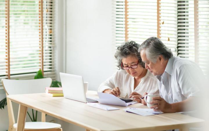 Couple looking at bills together