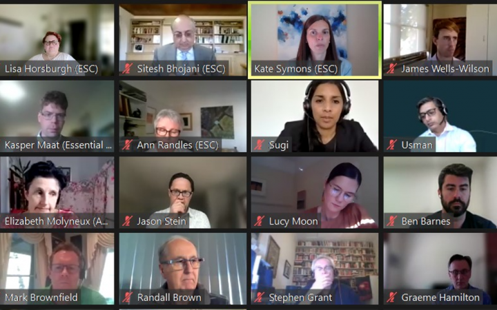 Screenshot of participants at the energy leaders roundtable 3 on 2 September 2021