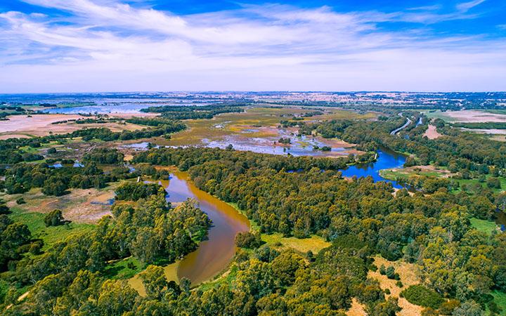 Aerial photo of the Thomson River in the Gippsland Water catchment