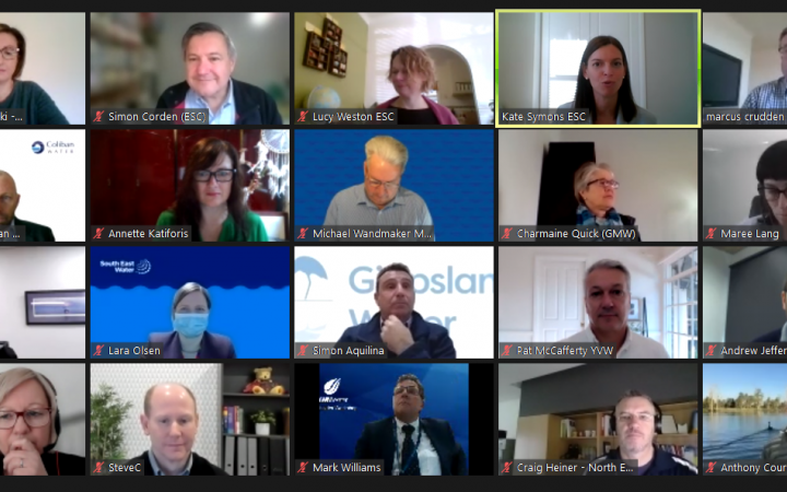 Screenshot of attendees at virtual Water Industry Managing Director roundtable on 24 June 2021