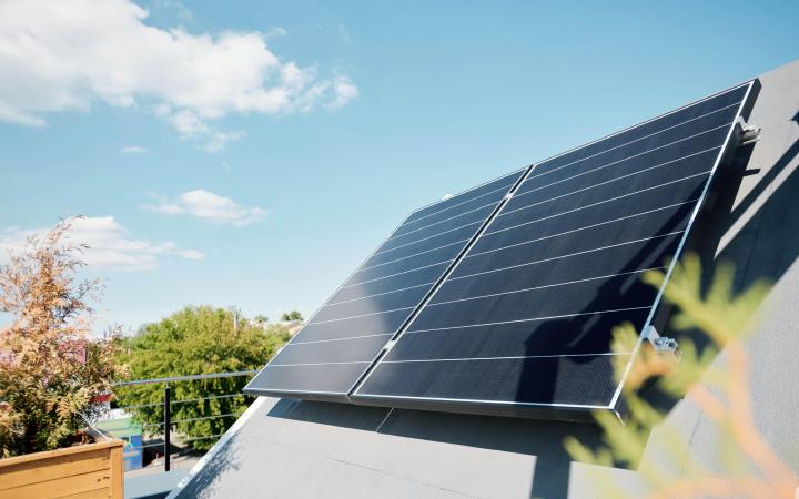 Solar panels on a house roof