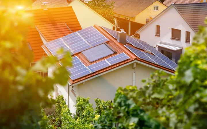 Solar panels on a building's roof