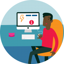 Payment difficulties fact sheet, computer, energy company (circle version) Thumbnail