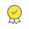 A graphic showing an award badge with a tick in the middle of it. 