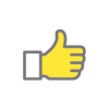 A graphic showing a hand giving the thumbs up, and coloured in yellow.